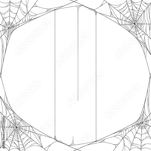 Halloween Cobweb frame border, spider web Vector Isolated on Transparent Background. Vector eps