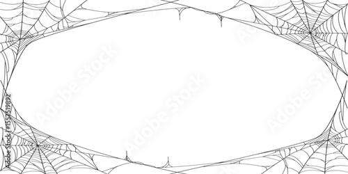 Halloween Cobweb frame border, spider web Vector Isolated on Transparent Background. Vector eps