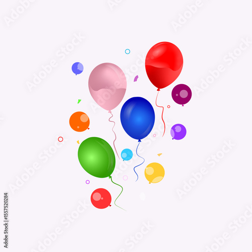 Colored Transparent Balloons Bunch. Разноцфетные шары на прозрачном фоне.