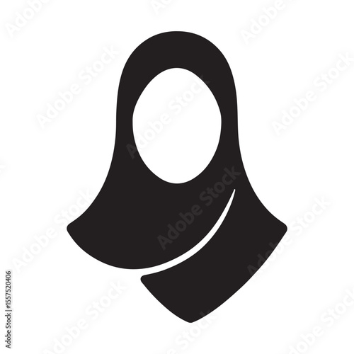 Hijab silhouette icon vector illustration. Muslim girl scarf.