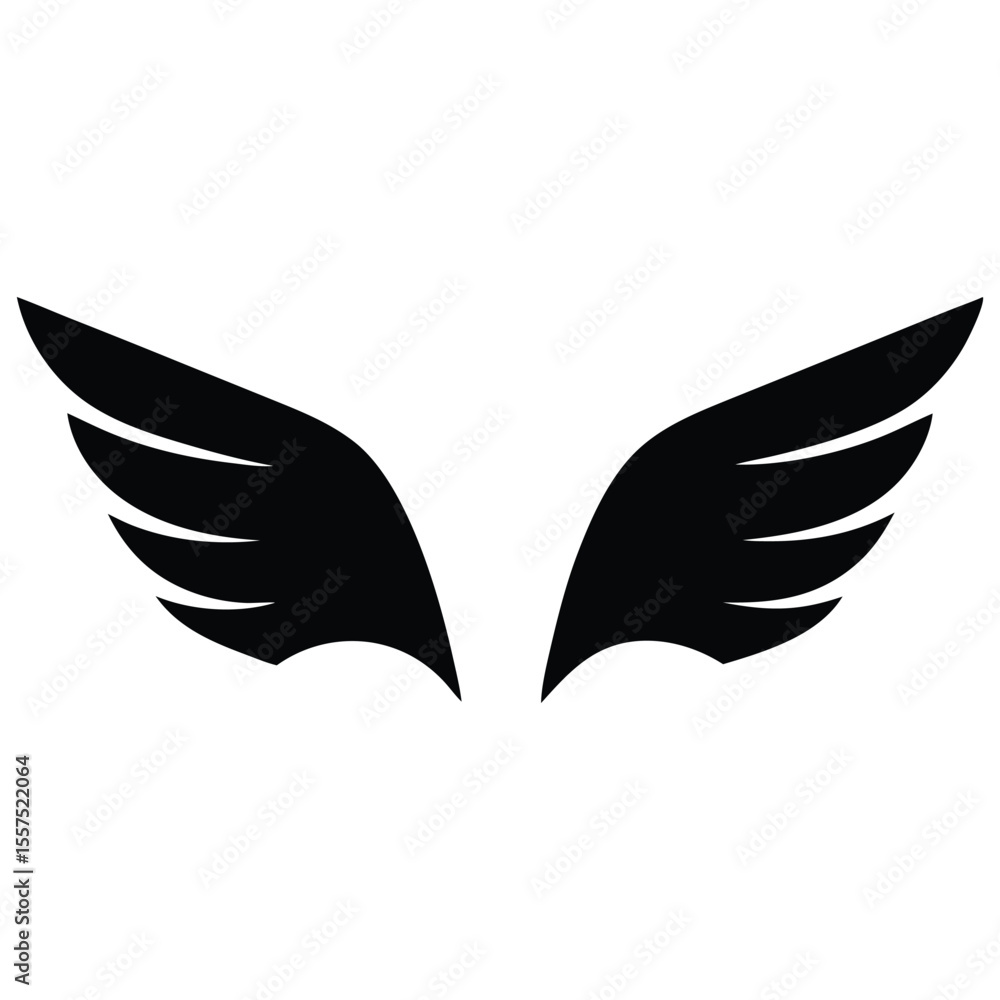 Obraz premium Abstract black wings icon or symbol for modern designs, ideal for a hawk, falcon, or angel concept