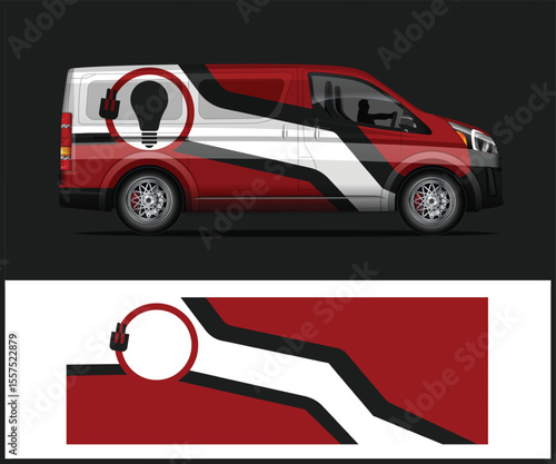 Red Van Wrap Design with Graphics and Logos