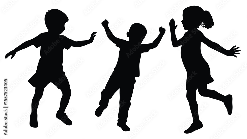 Fototapeta premium Black silhouette of Children's Play isolated on white background