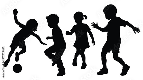 Black silhouette of Children's Play isolated on white background