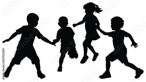 Black silhouette of Children's Play isolated on white background