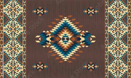 American tribal ethnic native pattern.Traditional Navajo,Aztec,Apache,Southwest and Mexican style fabric pattern.Abstract vector motifs pattern.For fabric,clothing,blanket,carpet,woven,wrap,decoration
