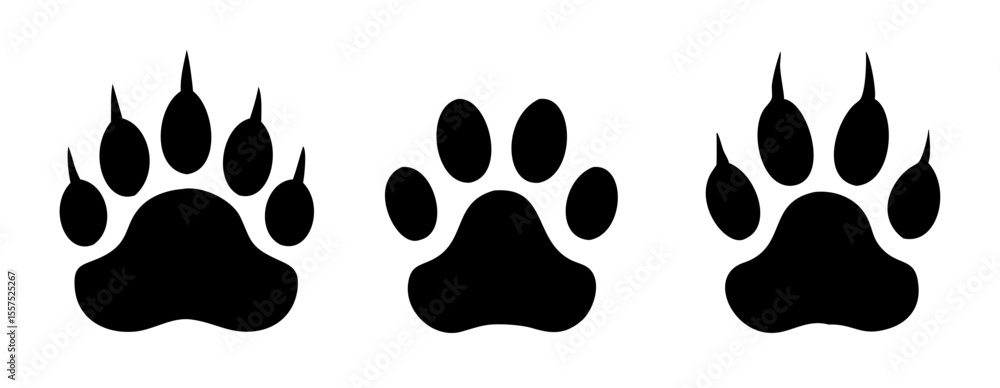 Fototapeta premium Paw print set. Vector illustration.