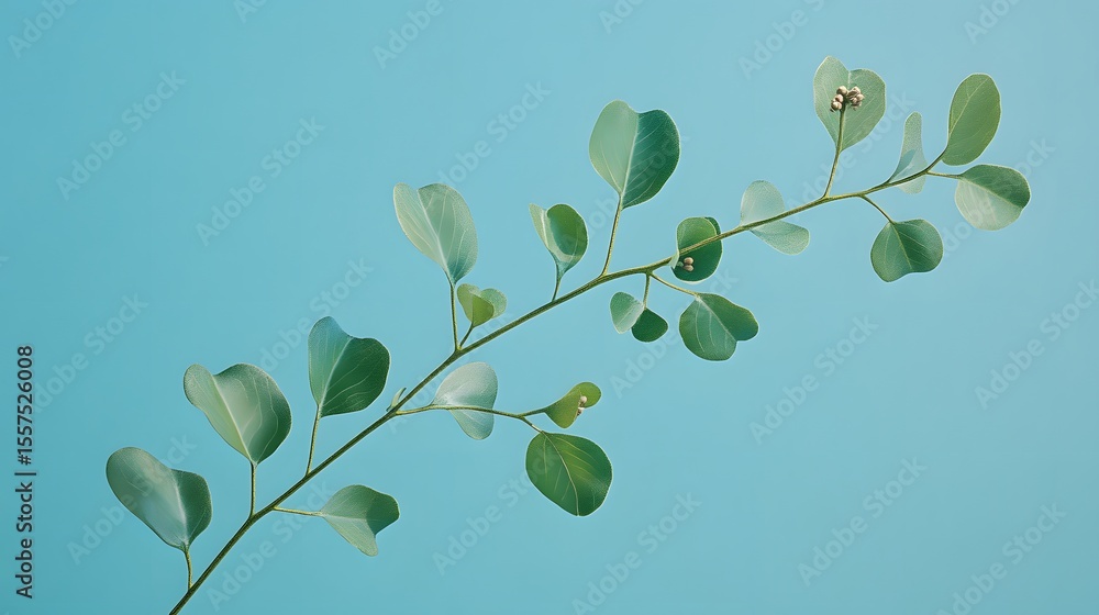 Obraz premium Elegant Green Eucalyptus Branch Minimalist Nature Photography