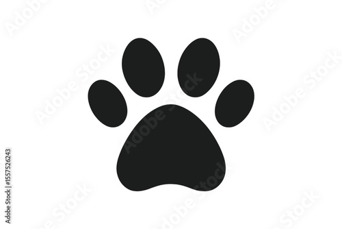 Vector icon of a paw print, an illustration that could be either a dog's or a cat's pawprint, represented as an animal silhouette