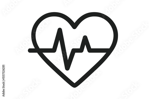 A cardiology wave monitor is depicted by a heart icon on a black and white background