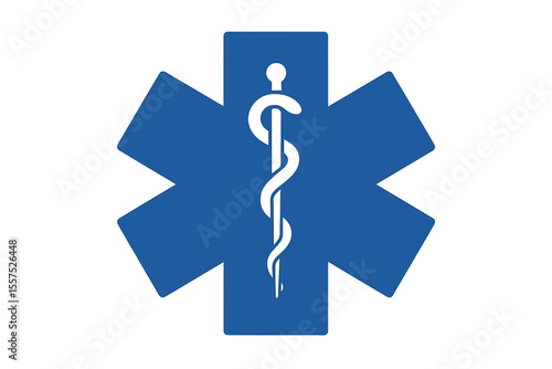 The Star of Life symbol for emergency medical services is depicted as a flat icon on a white background, representing EMS and first responders
