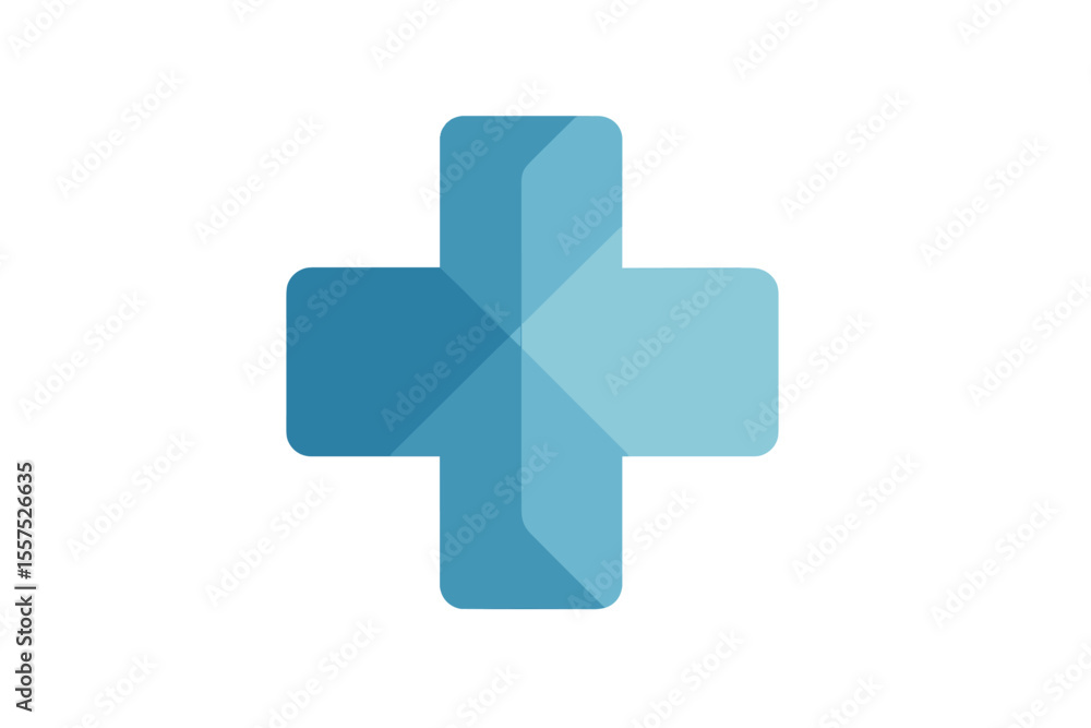 Fototapeta premium A soft blue background highlights an abstract medical cross symbolizing the intersection of medicine and science