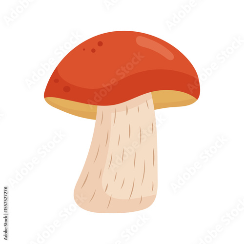 Aspen bolete fall mushroom in flat style. Autumn forest fungi. Vector illustration isolated on white background.