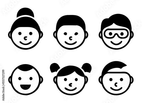 Different people faces icons. vector