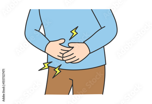 Man Holding Stomach in Pain (Upper Body Only)