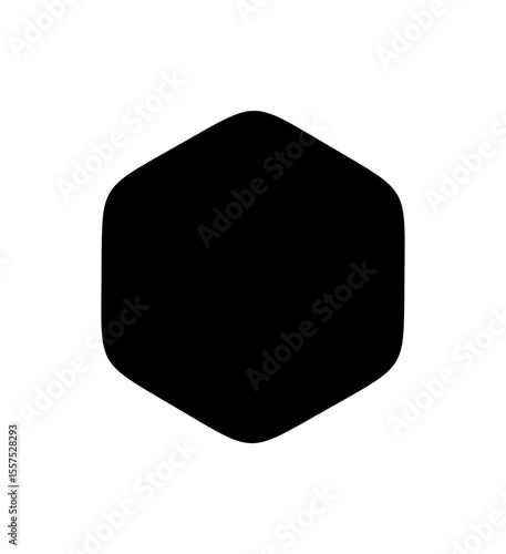Soft Hexagon Label Shape. Minimal Blank Badge For App Icon, Tag, Emblem Or Sale Sticker. Smooth Rounded Edges For Modern Design, Logo Frame and Background Or UI Element. Vector Illustration.