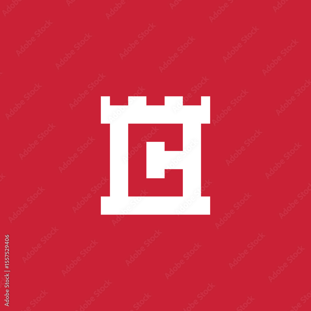 Obraz premium Castle Geometric Letter C Logo design vector template