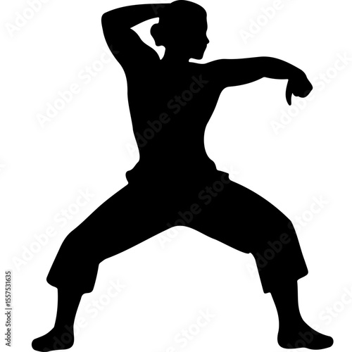 Silhouette of a person practicing yoga in a warrior pose for Yoga Day  