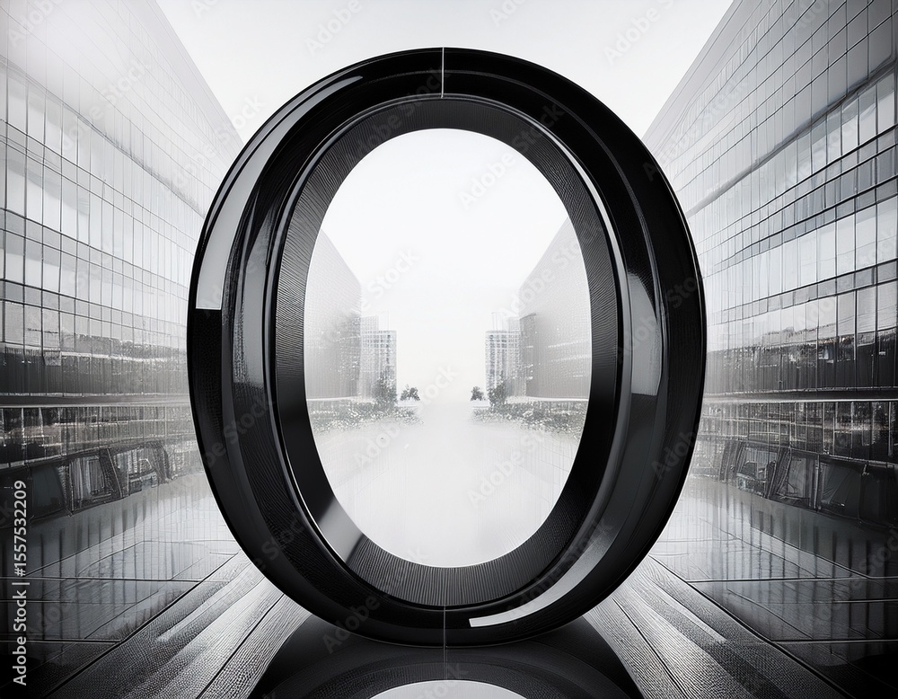 Fototapeta premium black omega symbol double exposure abstract stock photo