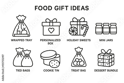 Creative food gift ideas: wrapped tray, box, sweets, jars, bags, tin, treats, dessert