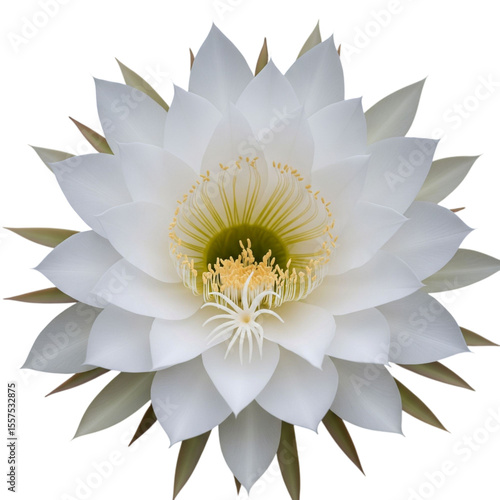 Front View of Full Bloom Wijaya Kusuma Flower Isolated on Transparent Background