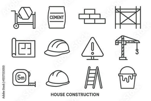 Construction tools and safety icons on metallic background