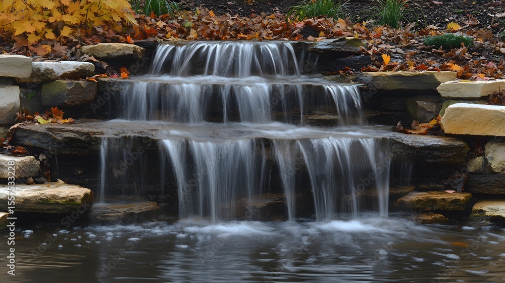 Obraz premium Serene Autumn Waterfall Landscape Photography