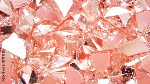 Rose Gold Crystal Fragments Texture Background Sparkling Gemstones
