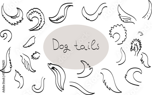 Pet  dog tail. Outline Drawing doodle skech vector icon illustration