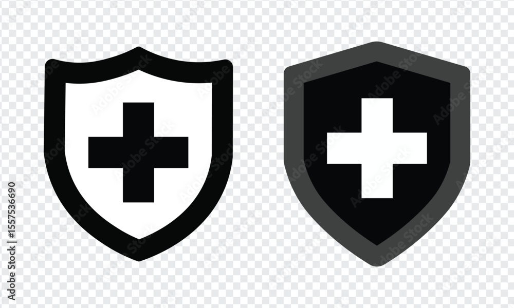 Fototapeta premium shield icon set with black and white cross design