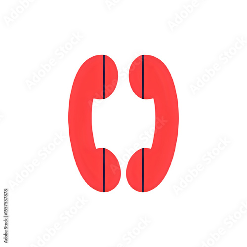 Retro Red Telephone Handset Icons: Communication, Contact, Support Symbols