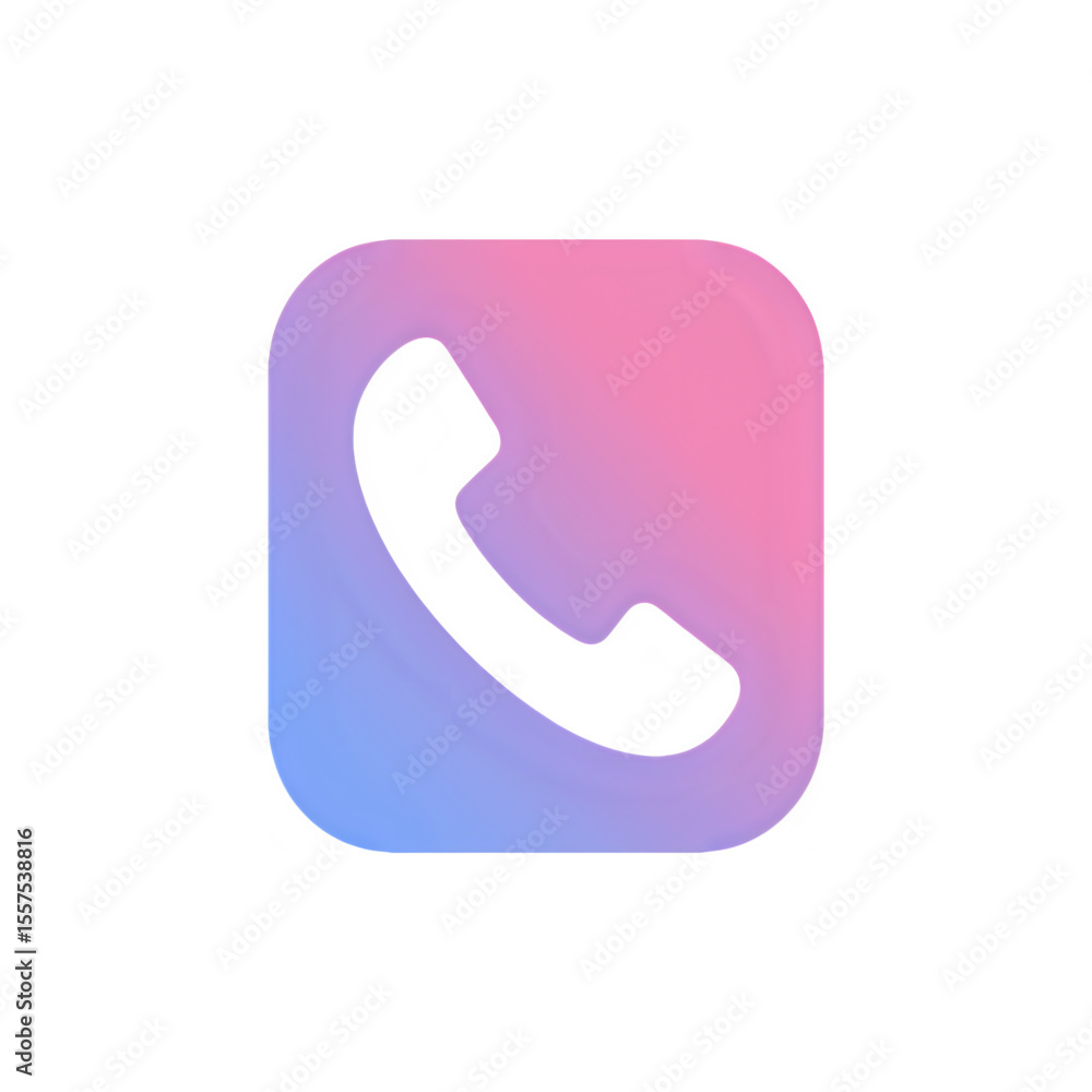 Pastel Pink and Blue Phone Icon: Gradient Contact Symbol for App Design Pastel Pink and Blue Phone Icon: Gradient Contact Symbol for App Design