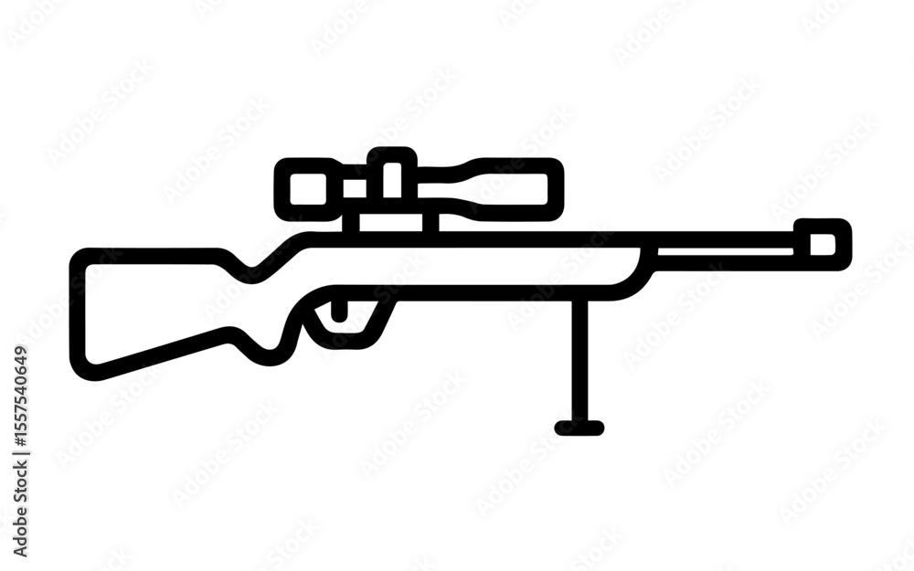 Naklejka premium sniper rifle line icon vector on white background Vector gun icon on white background