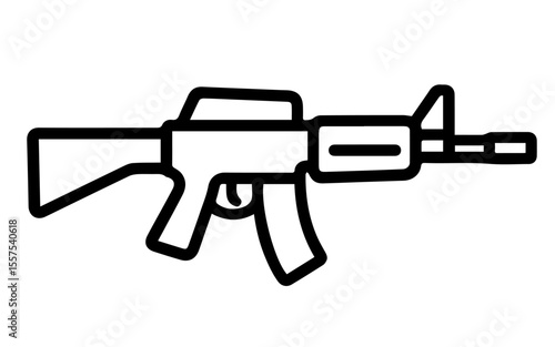 assault rifle line icon vector on white background 
Vector gun icon on white background