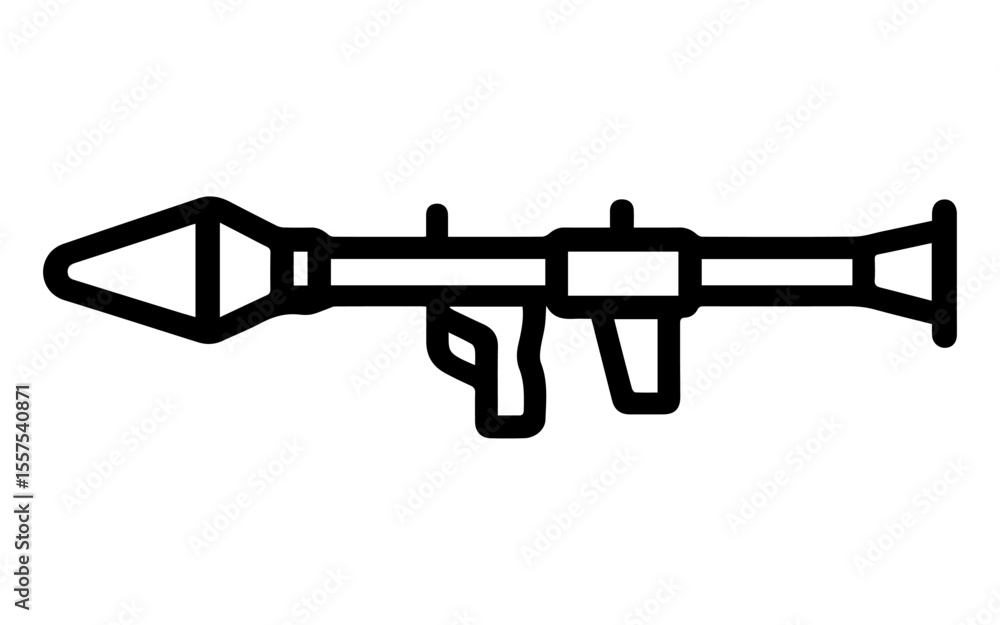 Naklejka premium hand grenade launcher line icon vector on white background Vector gun icon on white background