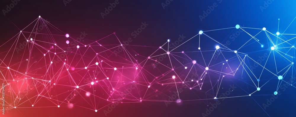 Fototapeta premium Abstract Network Connection Pink and Blue Plexus, Technology Background,Digital Network, Data Visualization Network,Connectivity