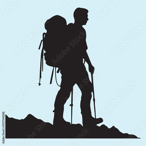 Flat Black Hiker Silhouette ,explorer