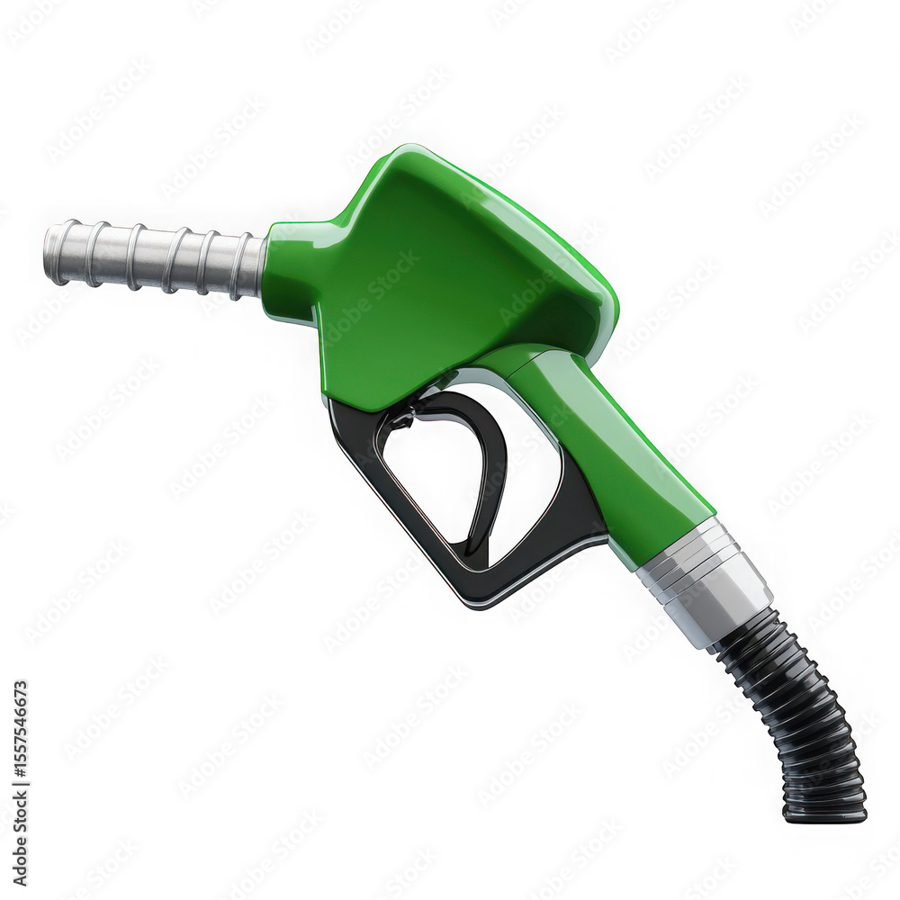 Realistic green gas pump nozzle isolated on white and transparent background Realistic green gas pump nozzle isolated on white and transparent background