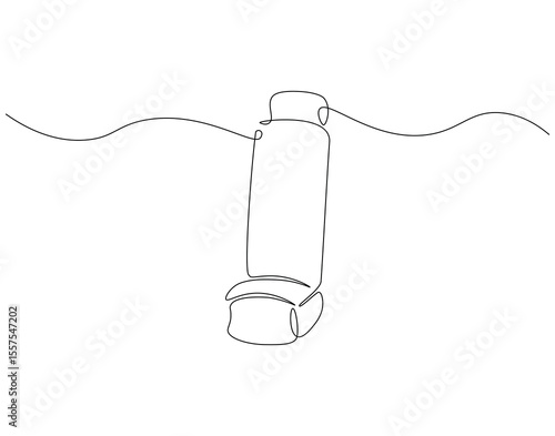 Inhaler continuous line. Continuous one line drawing of inhaler. Medical equipment concept. Single line drawing