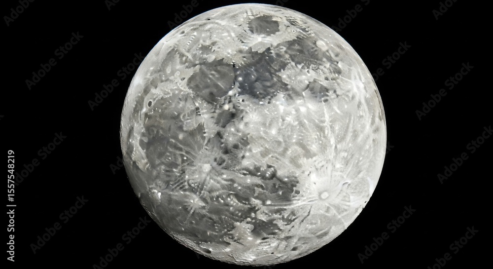 Obraz premium Detailed Close Up View of the Full Moon Surface Texture