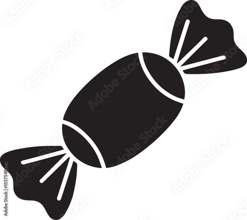Wrapped candy silhouette vector icon, a symbol of sweets and sugary treats.