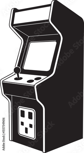 Vector illustration of a vintage arcade game machine with a joystick, a symbol of retro gaming.