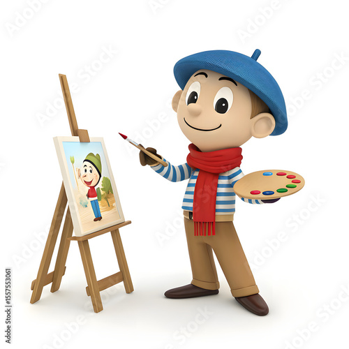 artist with palette and brushes