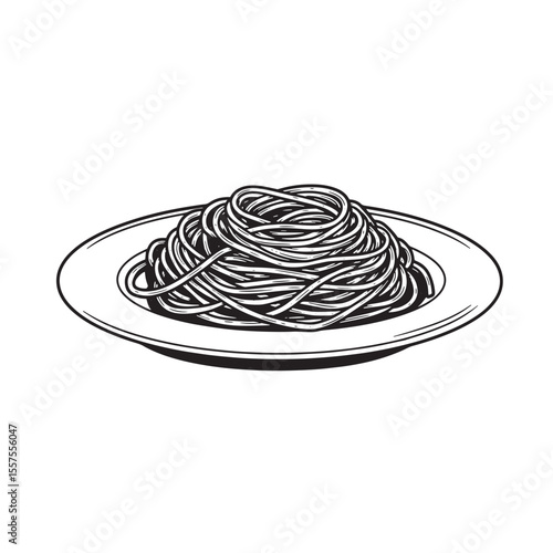 A vintage art silhouette of spaghetti served on a plate a simple and classic illustration of italian cuisine
