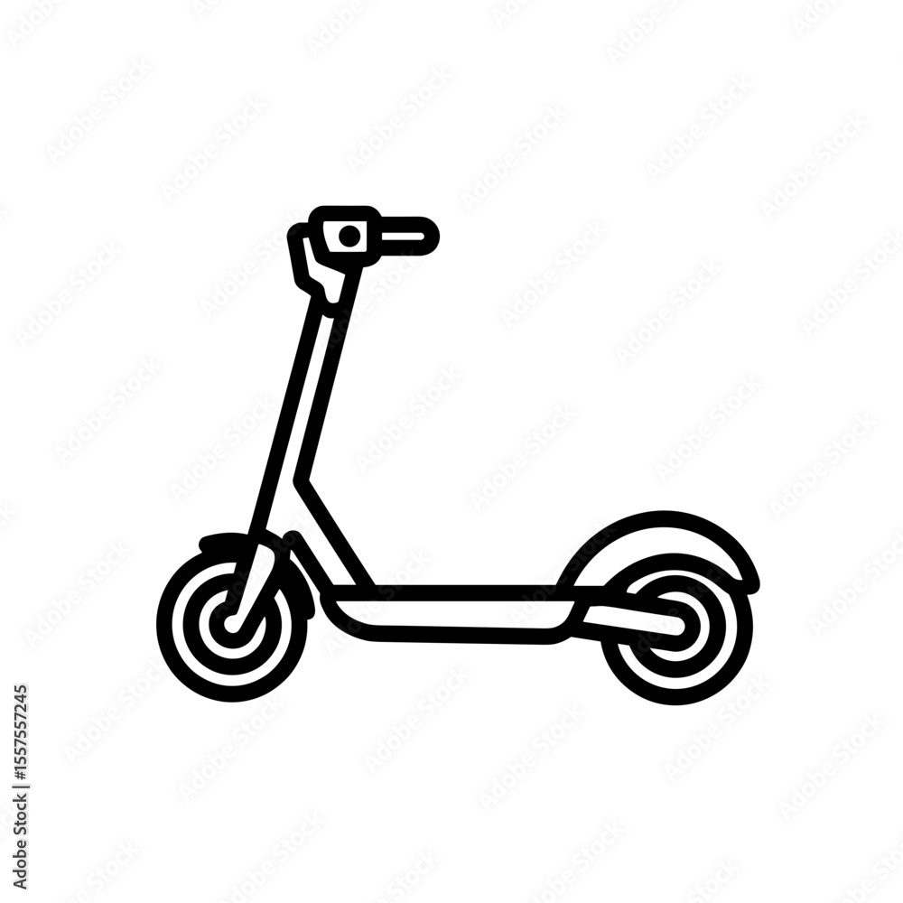 Electric scooter icon in line art style, transportation and mobility Electric scooter icon in line art style, transportation and mobility