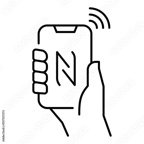 Wireless NFC technology icon representing seamless communication through digital payments and data transfer via mobile devices