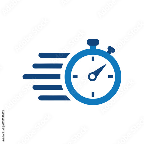 Blue stopwatch with speed lines time fast