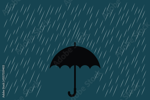 Cartoon vector umbrella with raindrops, pastel flat design for kids illustrations, baby weather books, and seasonal wall art
