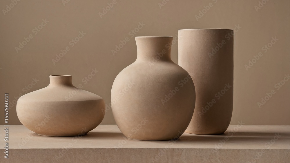 Minimalist Clay Vases on Display Minimalist Clay Vases on Display