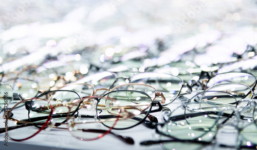 Glasses are displayed in the store